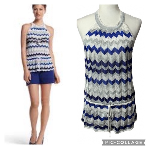 Nwt Whbm Cutaway Zigzag Sleeveless Sweater Chevron - Picture 1 of 7